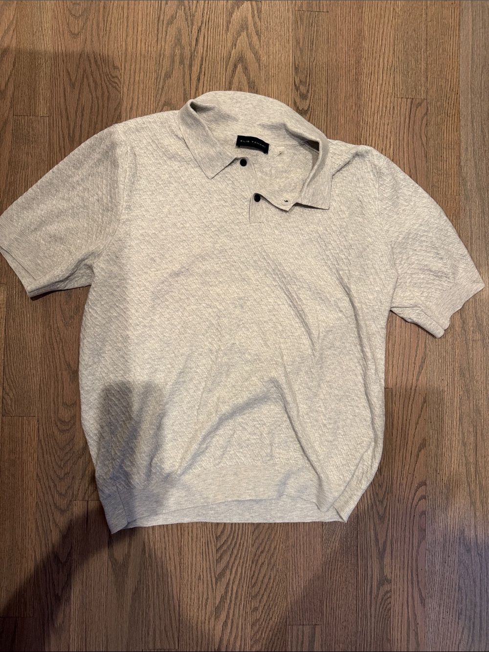 Elie Tahari Light Gray Short-Sleeve Polo